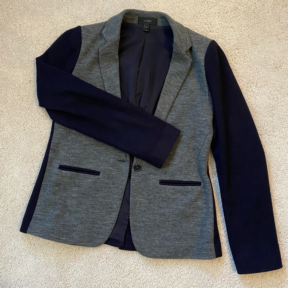 J Crew Colorblock Wool Blazer Grey / Navy